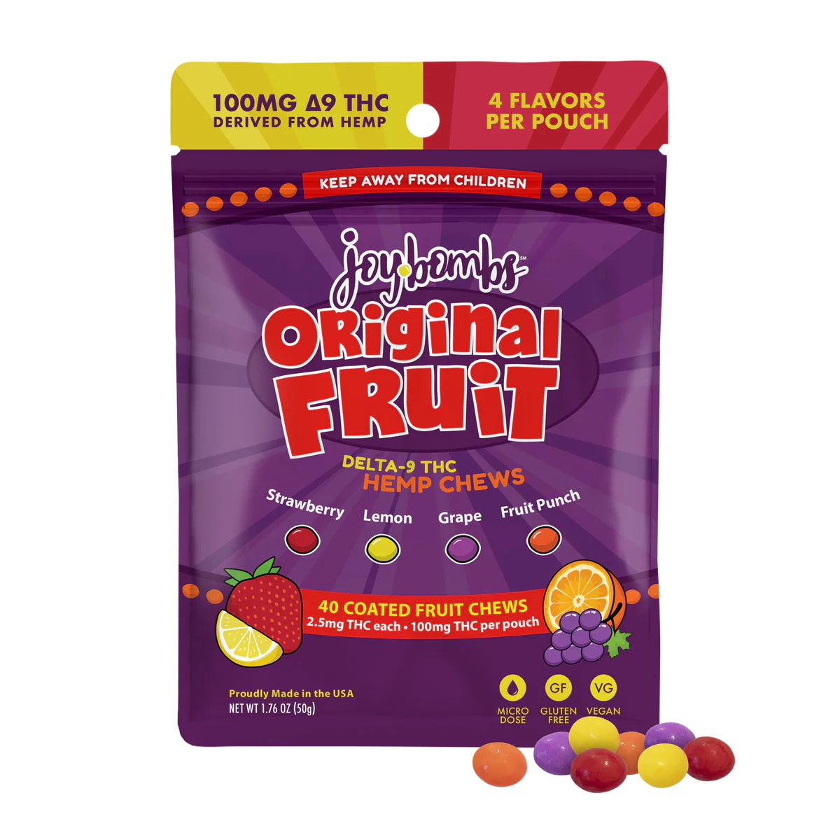 Joy Bombs Original Fruit Candy Coated Chews
