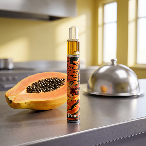 Papaya Bomb Live Rosin Disposable 0.5g by Pine Park, lifestyle product photo