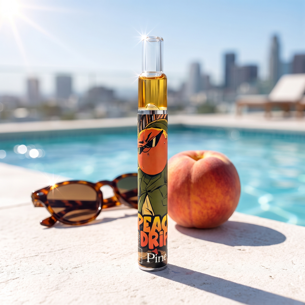 Peach Drip Live Rosin Disposable 0.5g by Pine Park, lifestyle product photo