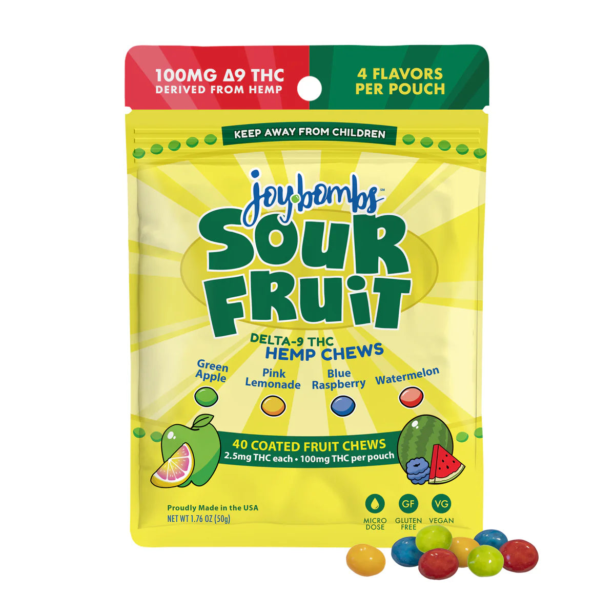 Joy Bombs Sour Fruit Candy Coated Chews