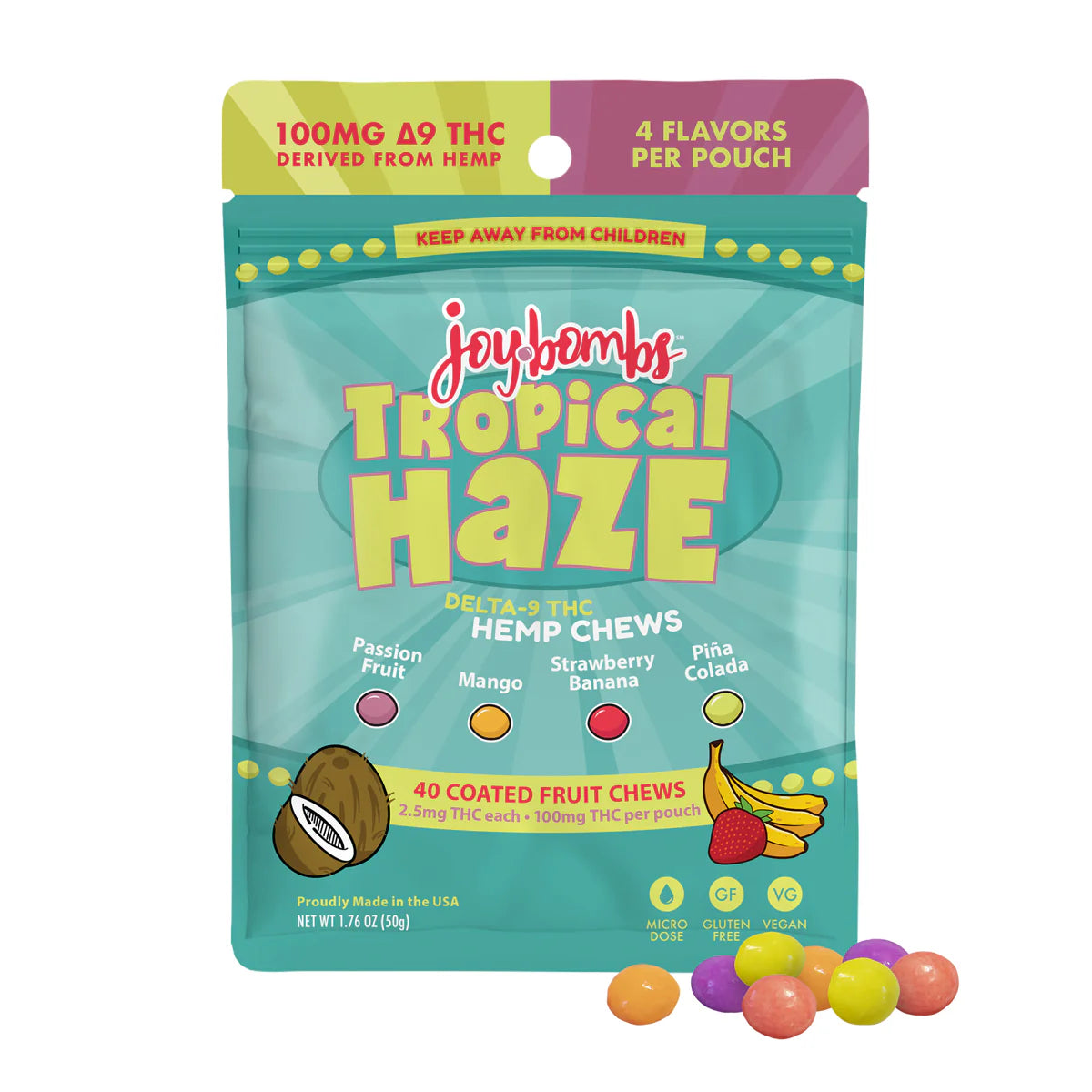 Joy Bombs Tropical Haze Candy Coated Chews