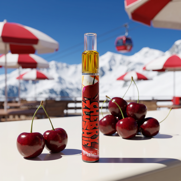 Cherry Zlushie Live Rosin Disposable 0.5g by Pine Park, lifestyle product photo