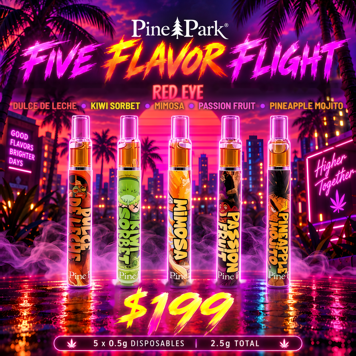 Five Flavor Flight: Red Eye - 5 x 0.5g Disposable Bundle – Pine Park