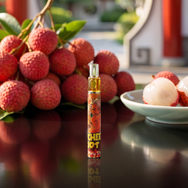 Lychee Riot Live Rosin Disposable 0.5g by Pine Park, lifestyle product photo