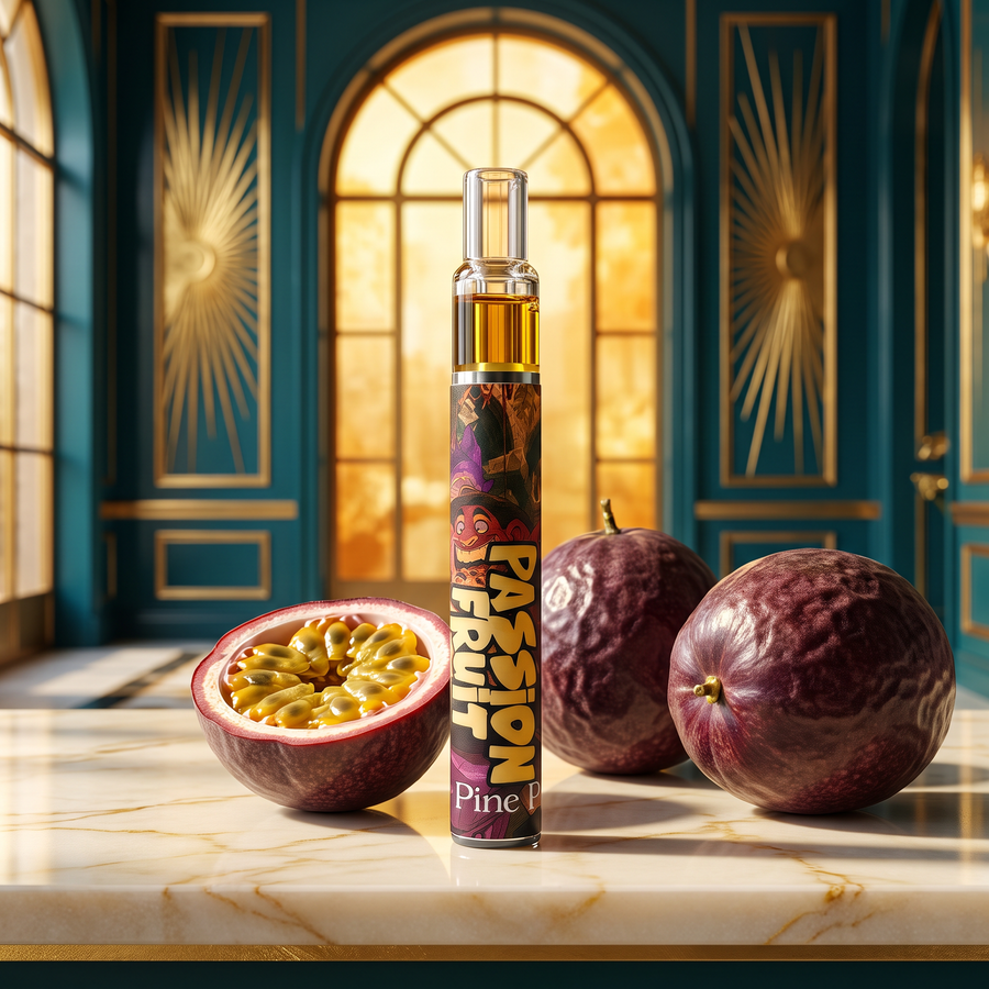 Passion Fruit Live Rosin Disposable 0.5g by Pine Park, lifestyle product photo