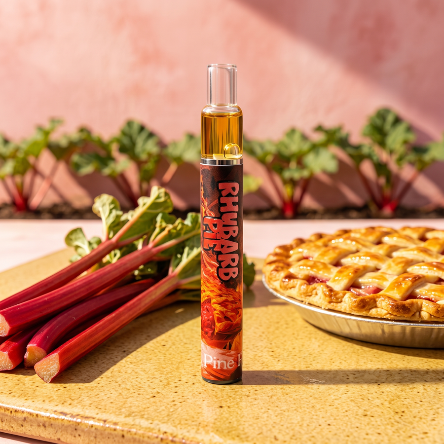Rhubarb Pie Live Rosin Disposable 0.5g by Pine Park, lifestyle product photo